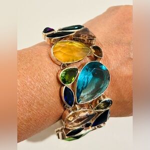 Beautiful Multicolor Gemstone Bracelet Set in 925 Silver